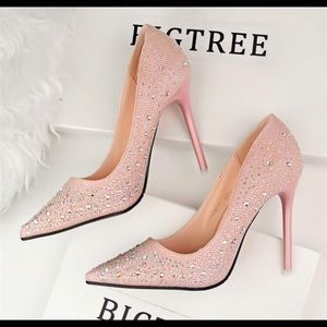 Brand new pink crystal high heels size 6